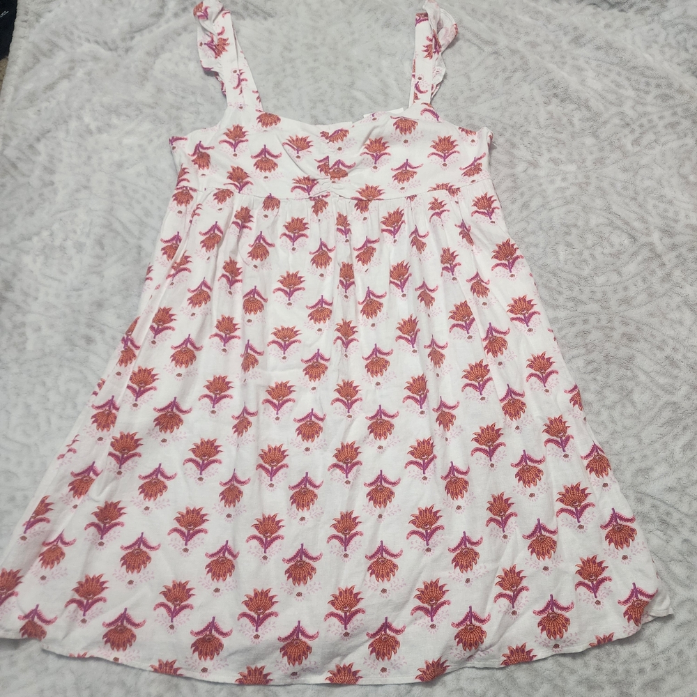 J.Crew Factory Women's Linen Blend Ruffle Strap Mini Sundress Floral Sz 14 NWT - Picture 2 of 14
